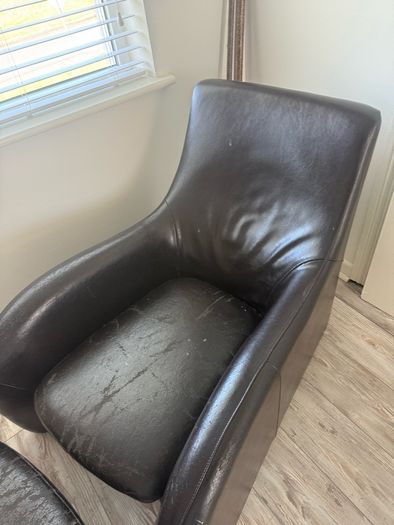 leather reading chair and footrest