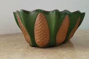Antique glazed stoneware embossed pinecone dish