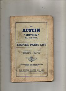 Austin "Sixteen" Master Parts List 1948