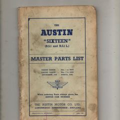 Austin "Sixteen" Master Parts List 1948
