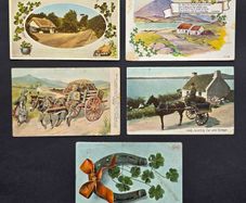IRISH LOT 004  Vintage Irish Life Postcards  Cottage Horse Cart Shamrock