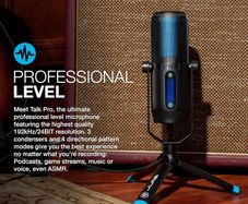 JLab Talk Pro USB Microphone - PC Mic, Podcast, Condenser Streaming Microphone, Gaming & Computer Desk, Plug & Play with USB C, Professional Quality, 4 Directional Pattern Modes, Volume Control