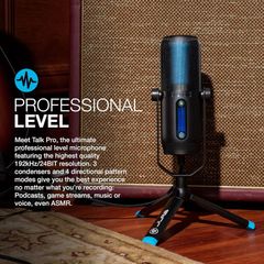 JLab Talk Pro USB Microphone - PC Mic, Podcast, Condenser Streaming Microphone, Gaming & Computer Desk, Plug & Play with USB C, Professional Quality, 4 Directional Pattern Modes, Volume Control