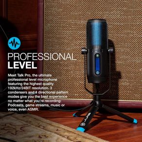 JLab Talk Pro USB Microphone - PC Mic, Podcast, Condenser Streaming Microphone, Gaming & Computer Desk, Plug & Play with USB C, Professional Quality, 4 Directional Pattern Modes, Volume Control