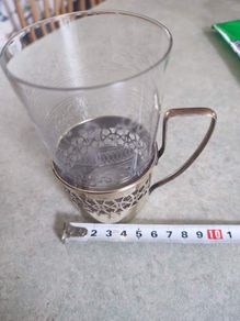 vintage brass  Tea glass holder/glass and Tea Glass,