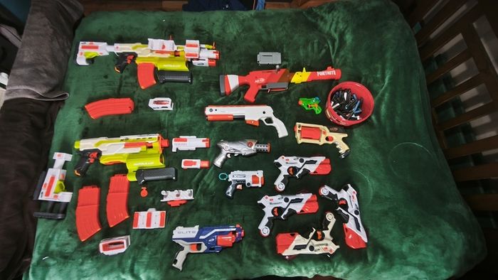 Huge Nerf Gun Collection Lot - Fortnite, Modulus, Laser Tag Set + Storage Box