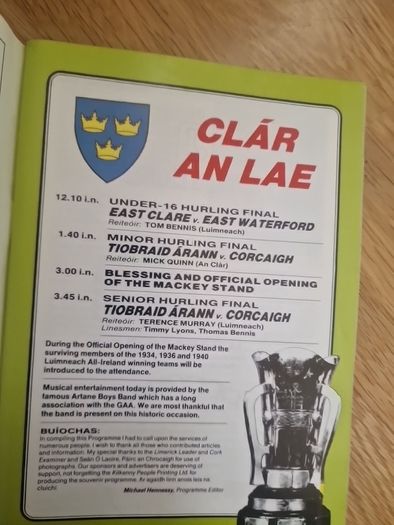 Munster Hurling Final Programme - Tipperary v Cork