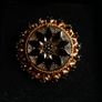 Antique Beautiful Florenza Goldtone Gilt Jet Art Brooch Pin Image 3