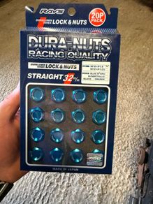 RAYS Duralumin Lock&Nut 20 pieces 19 HEX L32 M12X1.5 Dura-Nuts Blue Anodize