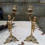 1950/60s Brass Cherub Candlesticks Image 2