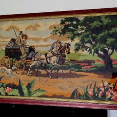 60s framed needlepoint wool tapestry