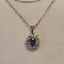 Natural Oval Sapphire, Zircon & Blue Appetite Halo Cluster Pendant Image 9