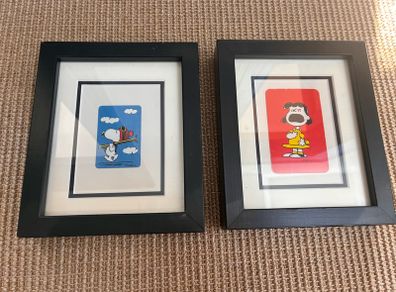 Framed Vintage Peanuts Playing Cards - Snoopy & Lucy (Handmade in England)