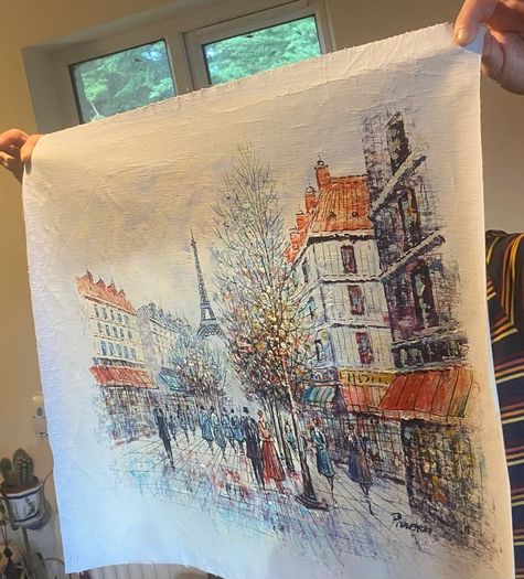 Hand Painted Oil on Canvas - Vintage Parisienne Scene