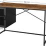_Computer Desk with Mesh Door and Adjustable Shelf Industrial Steel Frame Vintage Brown/Black Image 4