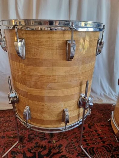 Ludwig 3 ply 70s Butcher Block and LM402 6.5 Supraphonic Snare - Blue Olive Drums Kit Led Zeppelin