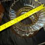 A Beautiful Amber Glass Oil Lamp Shade featuring a bulbous, ribbed body and a wide, ruffled, fluted rim, Postage Available Image 6
