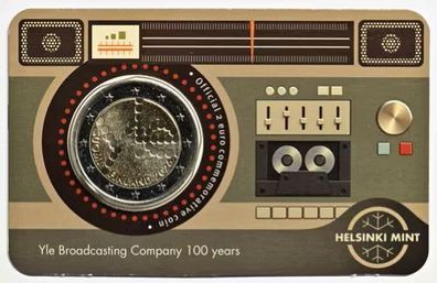 Finland 2 Euro Commemorative Coin 2026 - Yle Broadcasting Company 100 Years. Coincard. BU