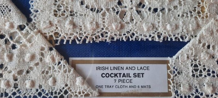 Vintage Rare Phelans Irish Linen & Lace Cocktail set