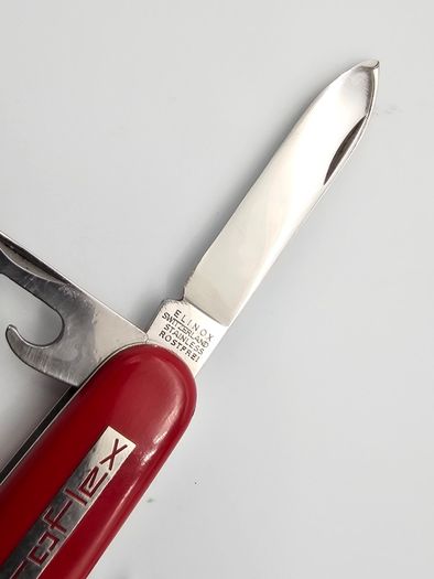 Vintage Elinox Victorinox Discontinued Model with Advertising Metal inlay Collectable Swiss Army Knife 1980s
