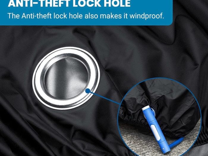 Bike Cover for 3 Bikes 210T Waterproof Outdoor  Bicycle Storage, Black Cover with Lock Hole, 2 Windproof Buckles & Storage Bag, UV Protection for Mountain & Road Bikes (220/120/110cm)