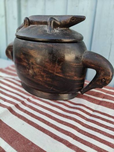 Hand carved Wood Container