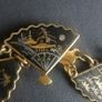 Vintage Japanese Damascene 24k gold inlay fan panel bracelet Image 2