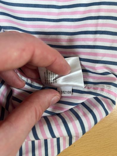 Gant Shirt Mens 2XL Striped Short Sleeve Collared Liberty Bell Poplin - Pink\Blue