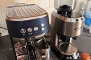 Sage Bambino Espresso Machine (Navy Blue) &amp; De'Longhi Dedica Grinder Set