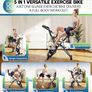5-in-1 Quiet Folding Exercise Bikes for Home Use, 16 Level Adjustable Magnetic Resistance Foldable Stationary Exercise Bike, LCD Display with Heart Rate, 350LBS Capacity Comfort Seat Image 3