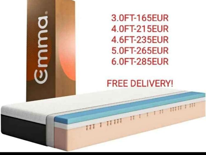 Brand New Full Foam Genuin Emma. Mattresses. Hybrid Pocket Sprung Mattresses Available too. 3ft, 4FT, 4FT6, 5FT AND 6FT SIZES AVAILABLE