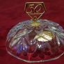 Killarney Crystal Cut Crystal Glass With Number 50 Lidded Jewelry Dish / Bowl With 22 Carat Gold Cover Handle and Footed Base Finishing Made In Ireland Image 7