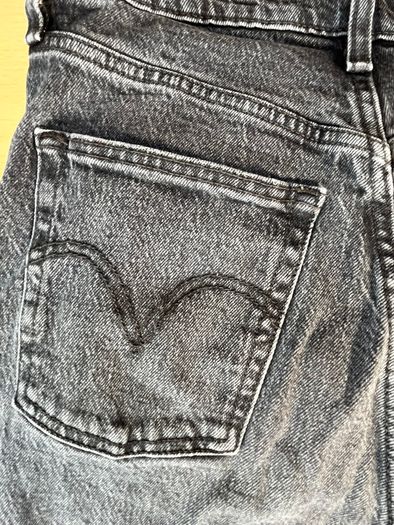 Levis Premium Ribcage Straight Ankle Womens Jeans W28 L25 Black Denim Button Fly