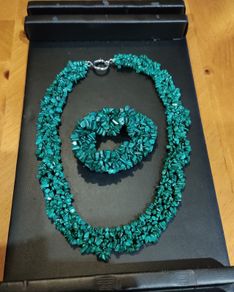 Malachite Chip necklace and bracelet set