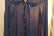 Navy Sheer Blouse