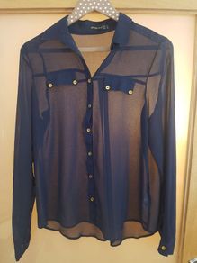 Navy Sheer Blouse