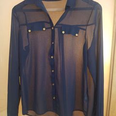 Navy Sheer Blouse