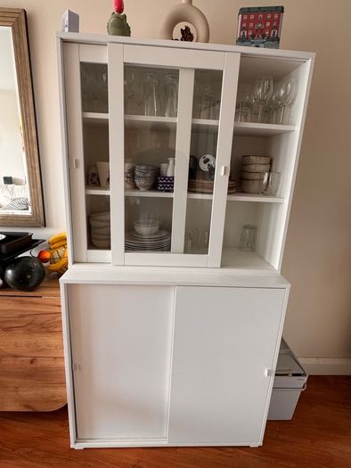IKEA VIHALS Storage Combination Cabinet | Sliding Wood Doors & Base | Mint Condition