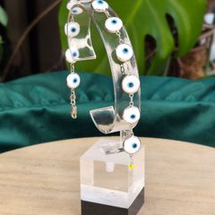 Sterling Silver Evil Eye Glass Charm Bracelet