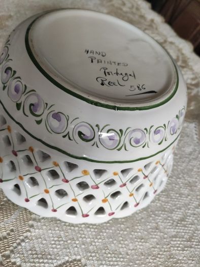 Vintage Hand-Painted Ceramic Fruit Bowl Made in Portugal