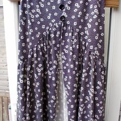 Black White Floral Skirt