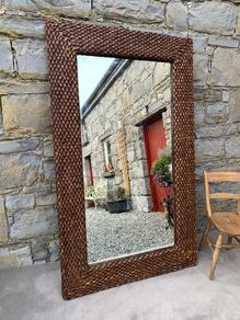 Large Vintage Woven Frame Mirror.