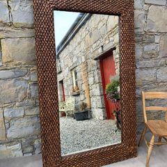 Large Vintage Woven Frame Mirror.