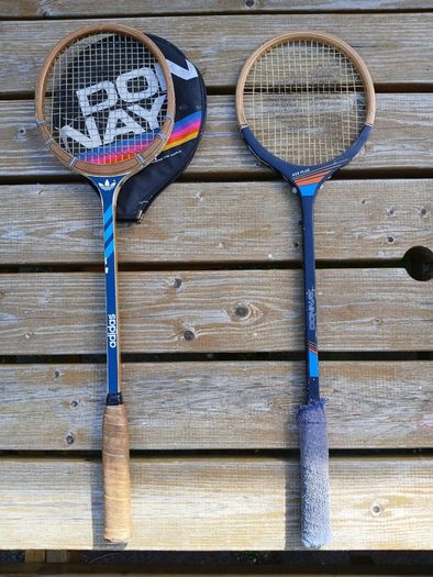 Adidas & Donnay 80s wooden squash rackets