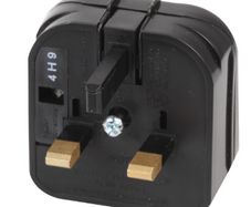 2 Pin USA to UK Converter Plug, 10A, Black
