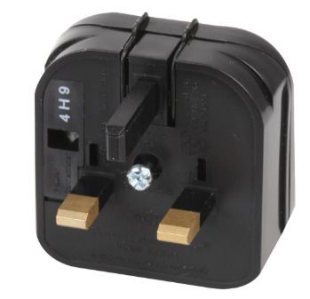 2 Pin USA to UK Converter Plug, 10A, Black