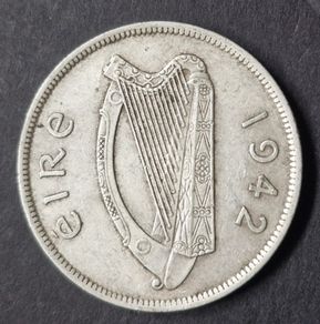 Eire 1942 Half Crown Silver Coin