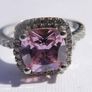 Vintage Solid Sterling Silver 925 and DQCZ Pink Halo Ring Size L1/2 - 3,43g Image 9
