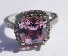 Vintage Solid Sterling Silver 925 and DQCZ Pink Halo Ring Size L1/2 - 3,43g