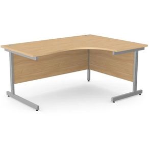 Office Desk Radial Right Hand Silver Legs W1600xD1200x725 Beech Colour